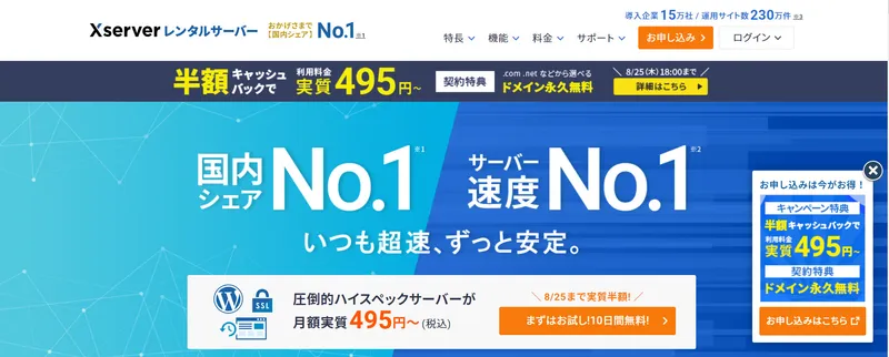 エックサーバーでサブドメインのみでホームページを運営する方法