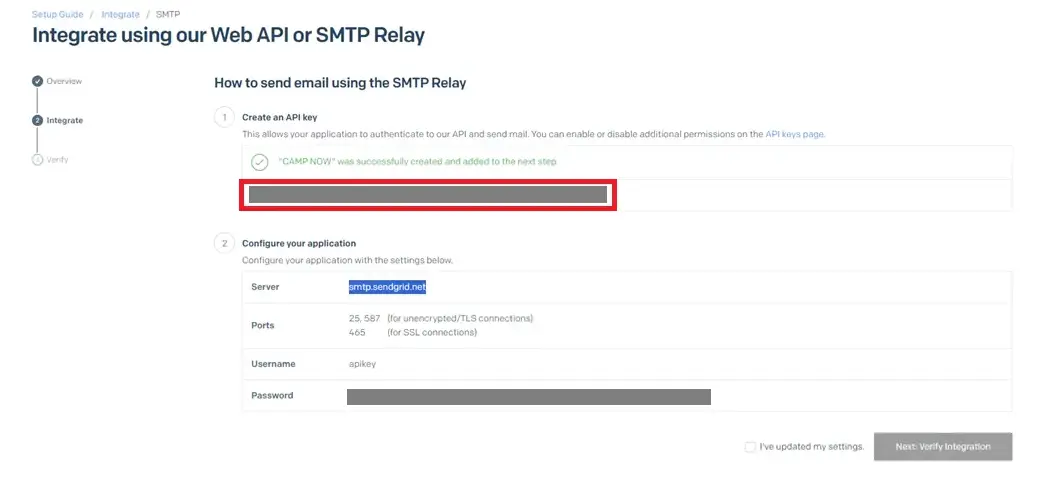 SendGridでSMTPでメールする場合の設定
