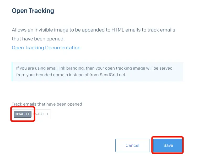SendGridのトラッキング機能の停止