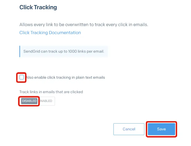 SendGridのトラッキング機能の停止