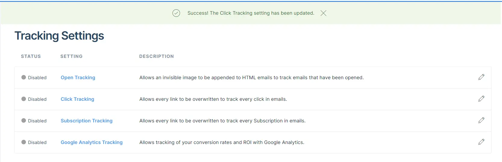 SendGridのトラッキング機能の停止